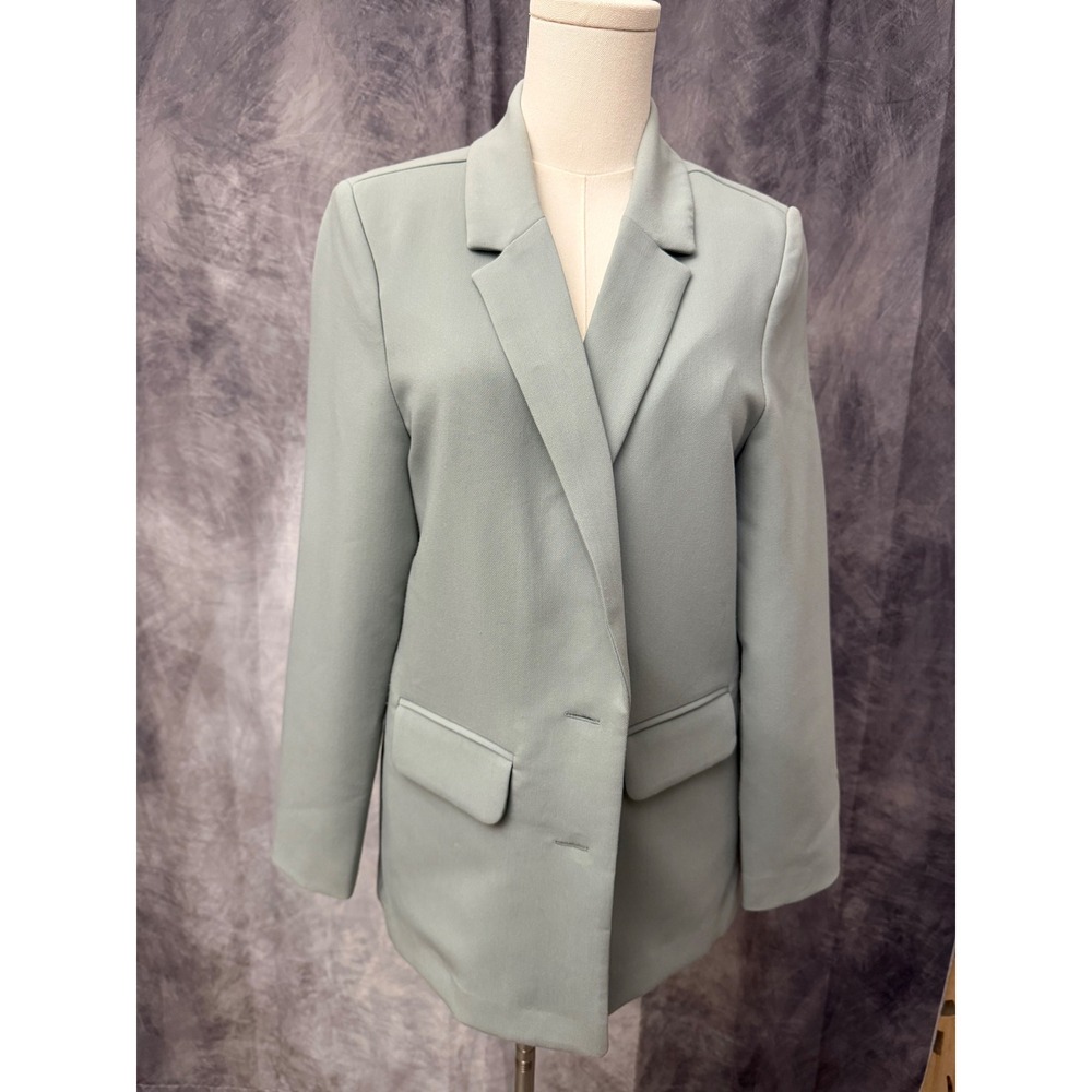 Old Navy Women XS Sage Green Oversized Blazer Double Button Notched Lapel Jacket